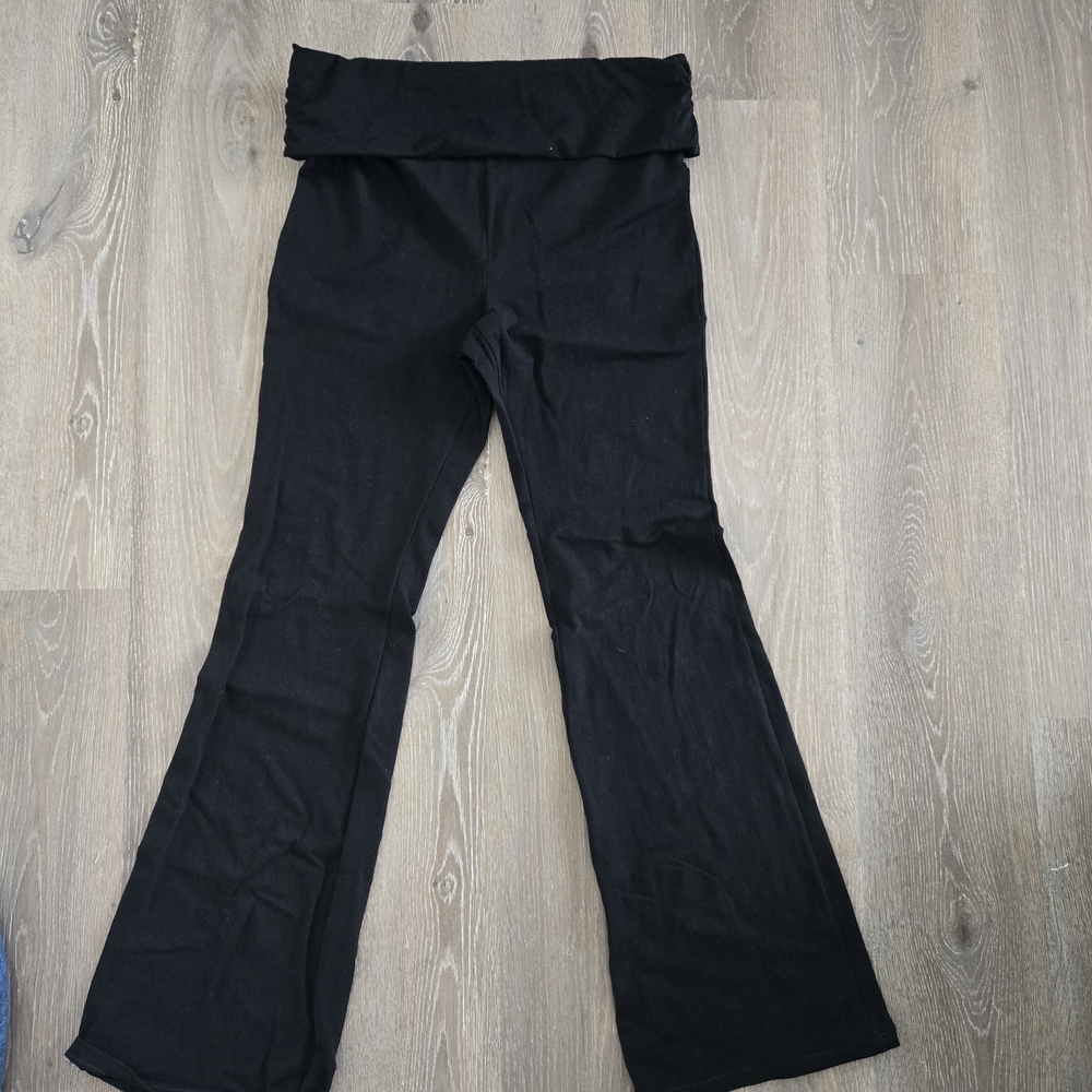 Aritzia Black Flared Fold Over Pants